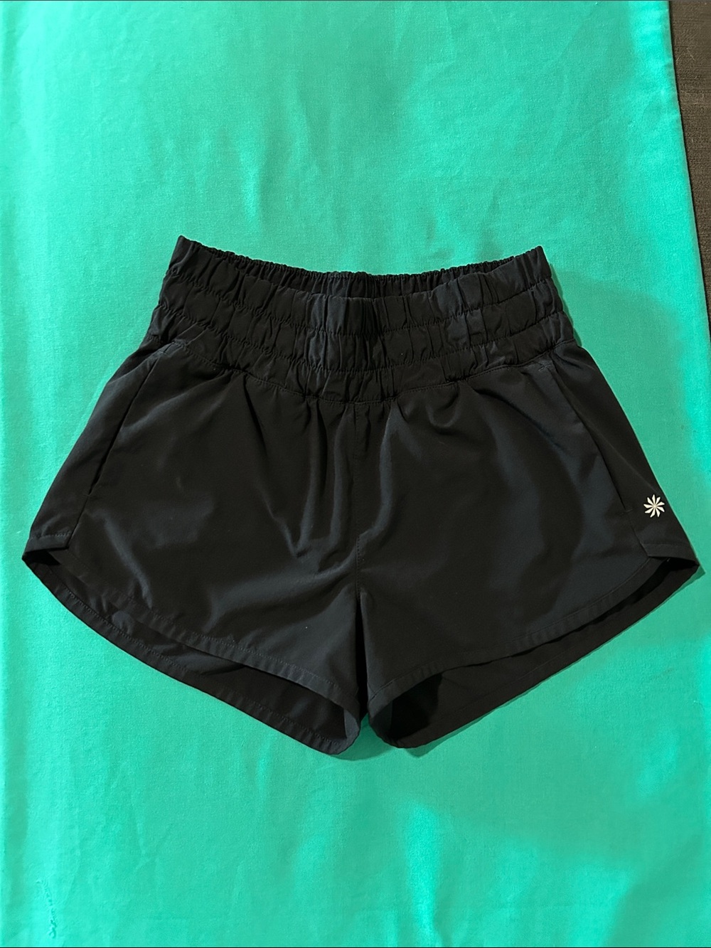 Athleta GIRLS -Black Smocked-Waist Athletic Shorts - Sz: M (8/10)